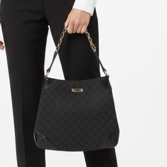 Gucci Black Original GG Canvas Shoulder Bag Vintage Black Leather Trim - Picture 3 of 14